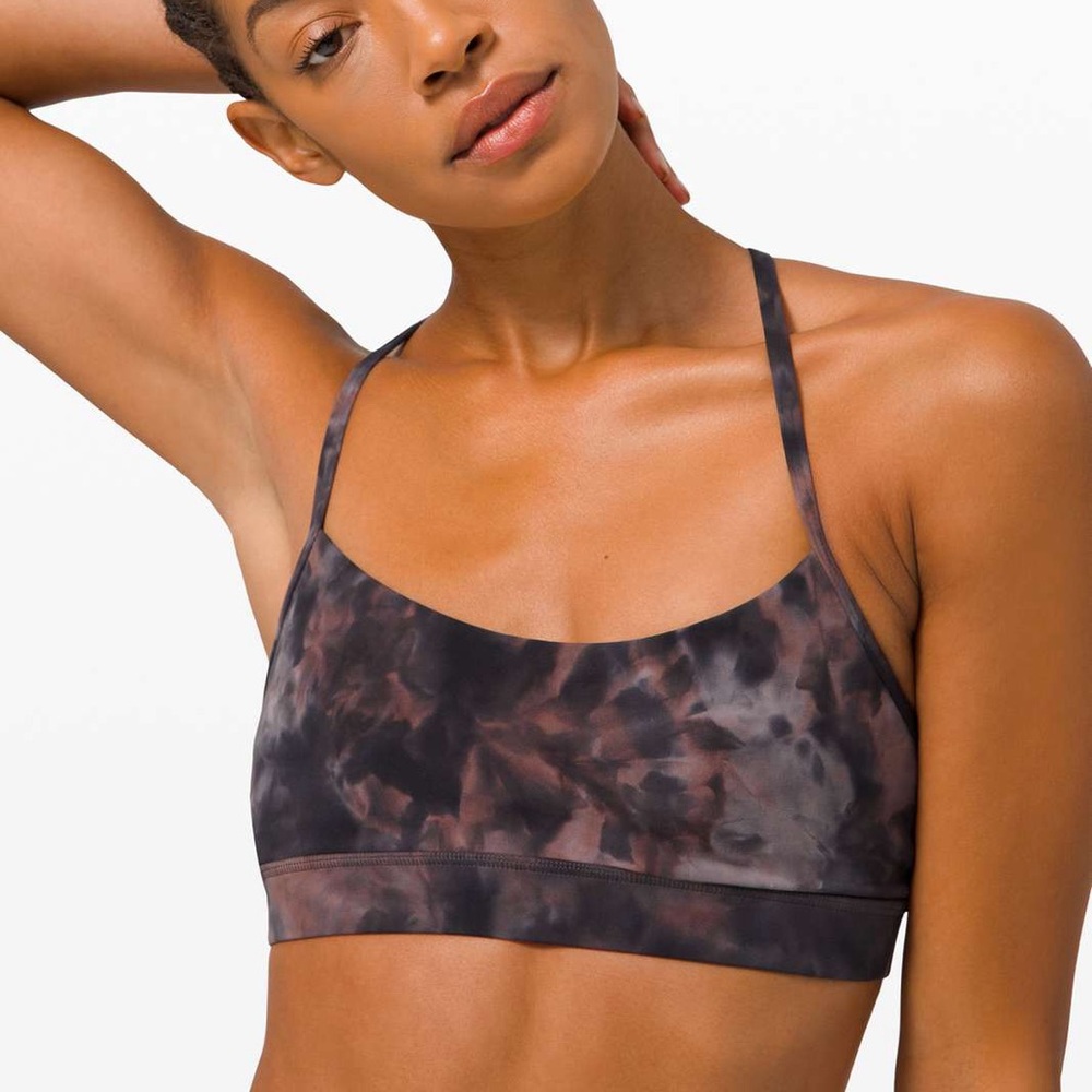 Lululemon Flow Y Bra Nulu Diamond Dye Graphite Grey Pink Pastel 8